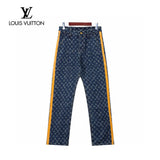 Louis Vuitton LV Jeans Printed with Old Flowers logo25ss Spring Summer New Straight Loose Jeans Unisex Slim Fit Long Pants