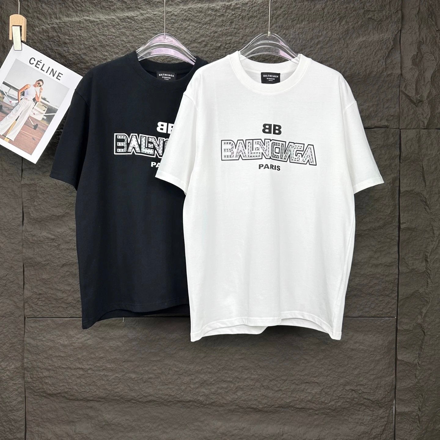 Balenciaga T-shirt Front Chest Embossed Letter Print logo round Neck Short Sleeve25ss New pure cotton T Unisex T-Shirt OS Drop Shoulder Loose Fit Base Shirt Top T-Shirt Short Sleeve