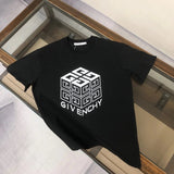Givenchy T-shirt Chest4G Cube Pattern logo round Neck Short Sleeve25ss New Pure Cotton Unisex Style T Casual T-Shirt Base Layer Shirt OS Loose Fit Half Sleeve Top Plus Size