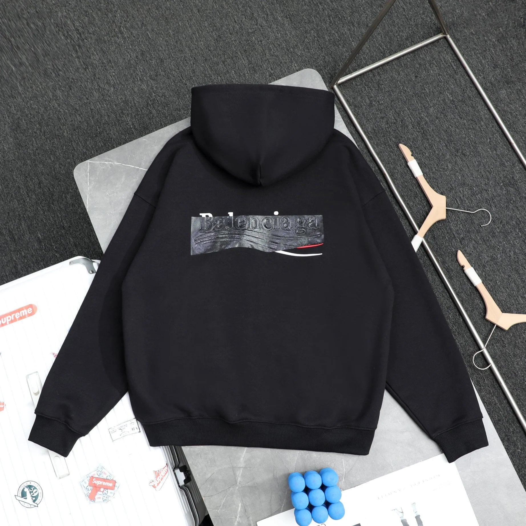 Balenciaga Hoodie New Front and Back Cola Tape Misprint Embroidered Glued Zipper Hooded Sweatshirt Cardigan Jacket Unisex