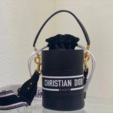 Dior Women's Bag Top version 2022New Lightweight Large Capacity Calf Leather LOGO Shoulder Bag Messenger Bag Handbag Women's Bag Drawstring Bag Bucket Bag Fortune Bucket Sail