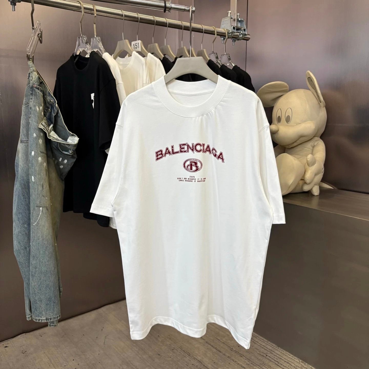 Balenciaga T-shirt Chest Letter Print logo round Neck Short Sleeve25ss New pure cotton T Unisex T-Shirt OS Loose Fit Base Shirt Top Half Sleeve T-Shirt