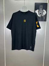 FENDI T-shirt Double-breasted F Letter Embroidery logo round Neck Short Sleeve25ss New Pure Cotton Unisex Style T T-shirt OS Loose Fit Base Shirt Half Sleeve T-Shirt Top Half Sleeve