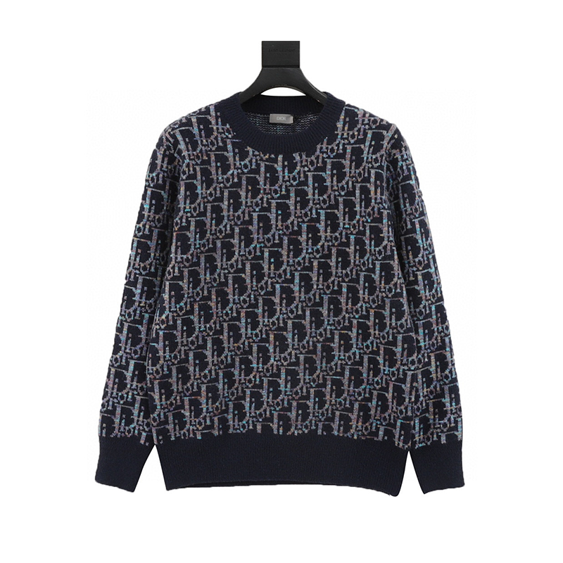 Dior Sweater Full d Yin Lao d Flower Jacquard round Neck Sweater for Men and Women