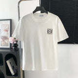 LOEWE T-shirt Backside Letter Embroidery logo round Neck Short Sleeve25ss New Pure Cotton Unisex Style T T-shirt OS Loose Fit Base Shirt Half Sleeve T-Shirt Top Half Sleeve