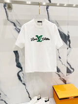 Louis Vuitton LV T-shirt Chest Signature Letter Embroidery logo round Neck Short Sleeve25ss New Pure Cotton Unisex Style T T-shirt OS Loose Fit Base Shirt Half Sleeve T-Shirt Top Half Sleeve