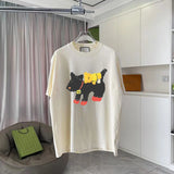 Gucci T-shirt Cartoon Double Dog Print on the Chest logo round Neck Short Sleeve25ss New Pure Cotton Unisex Style T Casual T-Shirt Base Layer Shirt OS Loose Fit Half Sleeve Top Plus Size