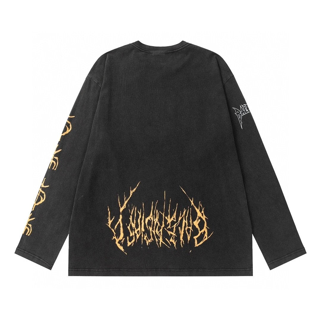 Balenciaga Hoodie Tower Spray Ink Graffiti Print Crewneck Sweatshirt OS Long Sleeve Base Shirt Jacket Top Fashion Unisex Sports Casual Loose Fit Versatile Autumn Winter New Arrival