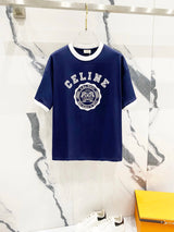 Celine T-shirt Front Chest Letter Triumphal Arch Print logo round Neck Short Sleeve25ss New pure cotton T Unisex T-Shirt OS Loose Fit Base Shirt Top Half Sleeve T-Shirt