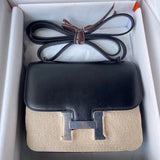 Hermes women's bag Top version 【Handmade in Stock】constance Constan Stewardess Bag Genuine Leather Handmade box Leather H Buckle Flap Small Square Bag Women's Leather Shoulder Crossbody Bag Cowhide Square Bag Constance Bag Women's Bag