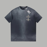 Chrome Hearts T-shirt Horseshoe Rhinestone Pattern Round Neck Short Sleeve25ss New Pure Cotton Unisex Style T T-shirt OS Loose Fit Base Shirt Half Sleeve T-Shirt Top Half Sleeve