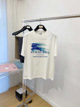Burberry T-shirt Chest Double Image Knight Print logo round Neck Short Sleeve25ss New Pure Cotton Unisex Style T T-shirt OS Loose Fit Base Shirt Half Sleeve T-Shirt Top Half Sleeve