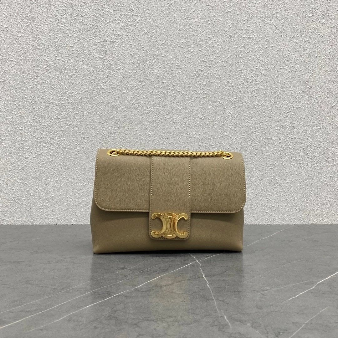 Celine women's bag Top version 【Super Original Leather High Version】24New Women's Bag VICTOIRE Handbag Iconic Metal TRIOMPHE Lock Arc De Triomphe Victory Bag victoire Chain Bag