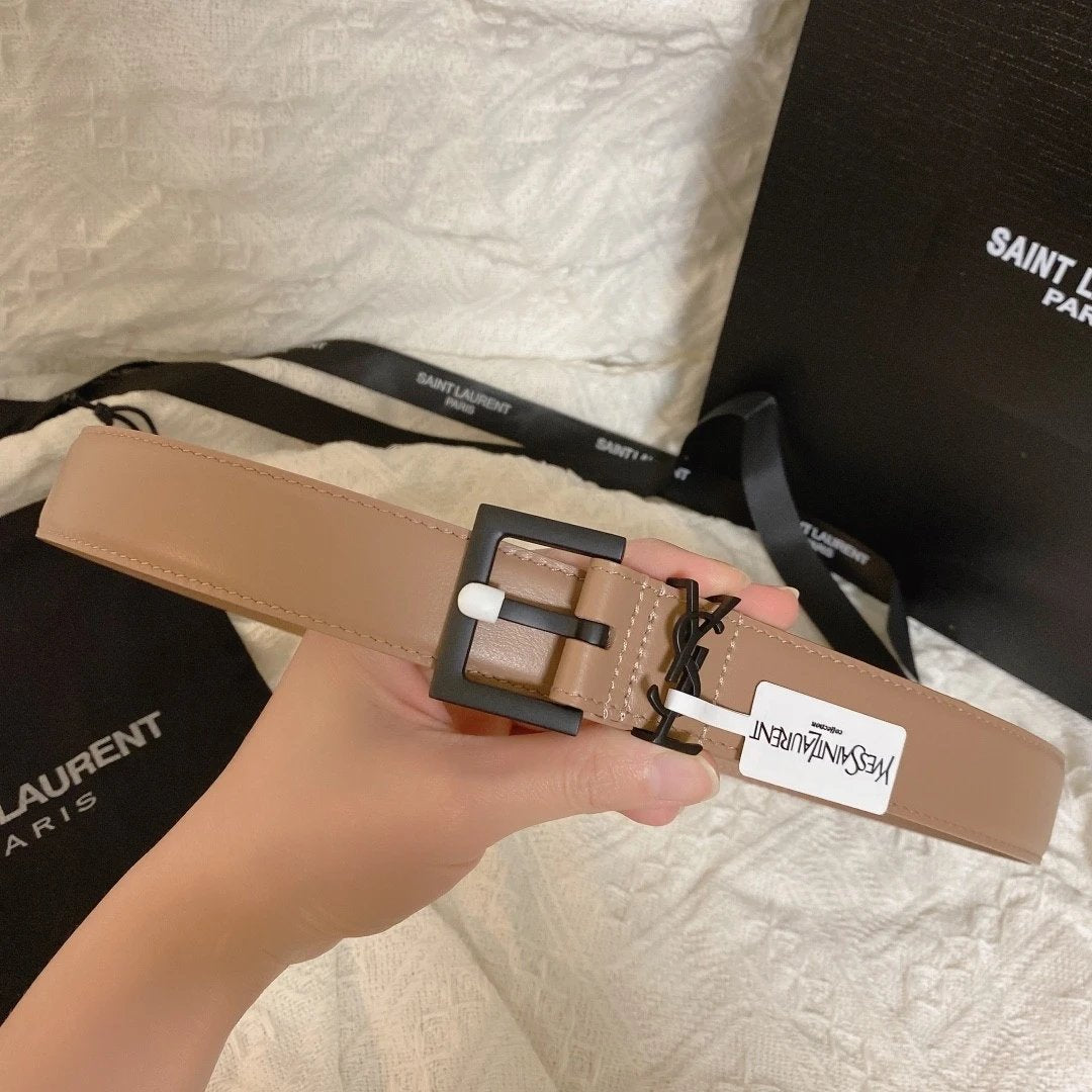 YSL Belt Top version Belt Waist Belt Women's Belt SainLaure Men's and Women's Universal Belt Belt Printing Clear Leather Soft Imported Calfskin Pure Copper Hardware Buckle，Each Needle and Thread Are Very Tight, Fashionable, All-Matching and Elegant，Qualit