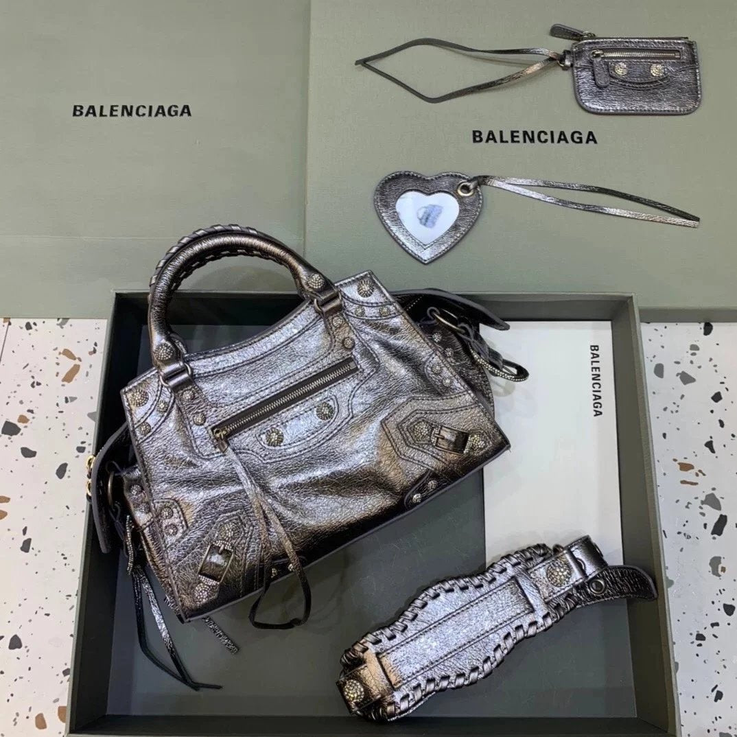 Balenciaga Bag Top version 【High Version Surrogate Shopping】2022New Latest Neocagole Motorcycle Bag Oil Wax Leather Genuine Leather Bag Backpack Shoulder Bag Crossbody Bag Rivet Diamond Motorcycle Bag Handbag Tote Bag
