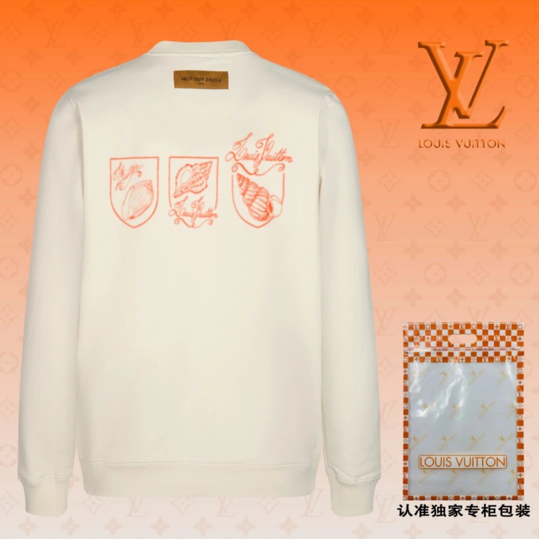 Louis Vuitton LV Hoodie Cartoon Print logo Round Neck Sweatshirt Long Sleeve Base Shirt Jacket Top Fashion Unisex Sports Casual OS Loose Fit Versatile New Autumn Winter Collection