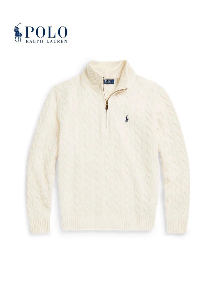 Ralph Lauren Sweater Top Version Standard Half Zipper Turtleneck Sweater for Men polo Twist Knitted Cashmere Sweater Pullover Autumn and Winter