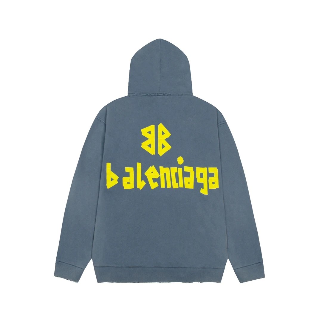 Balenciaga Hoodie Distressed Tape Hoodie Sweatshirt os Casual Loose Fit Versatile Pullover Hoodie Sportswear Unisex24ss Autumn and Winter New Products