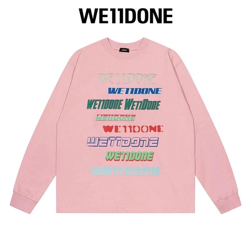 We11done Hoodie Top Version Zhao Lusi Yang Mi Long Sleeve T T-shirt Color Graffiti Letters Gradient Spring and Autumn