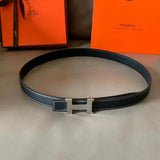Hermes Belt Top version High Quality Women's Belt First Layer Calfskin Double-Sided Letters h Buckle Casual All-Match Belt2.4cm
