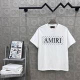 Amiri T-shirt Chest Letter Patch Embroidery logo round Neck Short Sleeve25ss New pure cotton T Unisex T-Shirt OS Drop Shoulder Loose Fit Base Shirt Top T-Shirt Short Sleeve