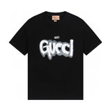 Gucci T-shirt Chest Ink Splash Letter Print logo round Neck Short Sleeve25ss New Pure Cotton Unisex Style T T-shirt OS Loose Fit Base Shirt Half Sleeve T-Shirt Top Half Sleeve