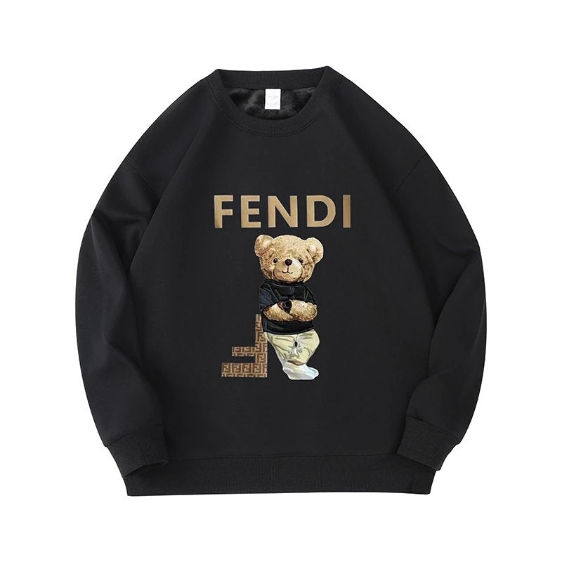 FENDI Hoodie 24New Cartoon Bear Printed round Neck Long Sleeve Bottoming Shirt Women's Sweater Men