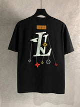 Louis Vuitton LV T-shirt Back Letter Four-Leaf Flower Pattern Print logo round Neck Short Sleeve25ss New Pure Cotton Unisex Style T T-shirt OS Loose Fit Base Shirt Top Half Sleeve T-Shirt