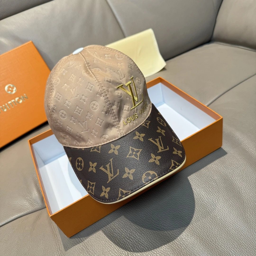 Louis Vuitton LV Hat Vintage Floral Patchwork logo Baseball Cap Sunshade Sun Protection Duckbill Cap Large Head Circumference Slimming Face Curved Brim Versatile Sports Hat for Men and Women Couples Same Style