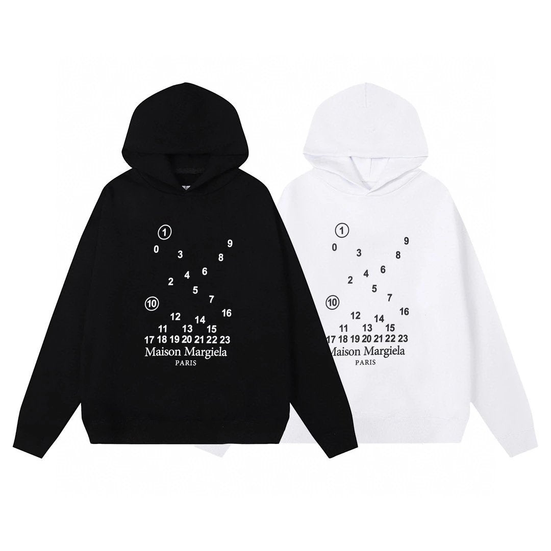 Maison Margiela Hoodie Top Version Special-Interest Fashion Brand Style Garbled Numbers Letters Embroidered Hoodie Casual Same Hoodie Fashion