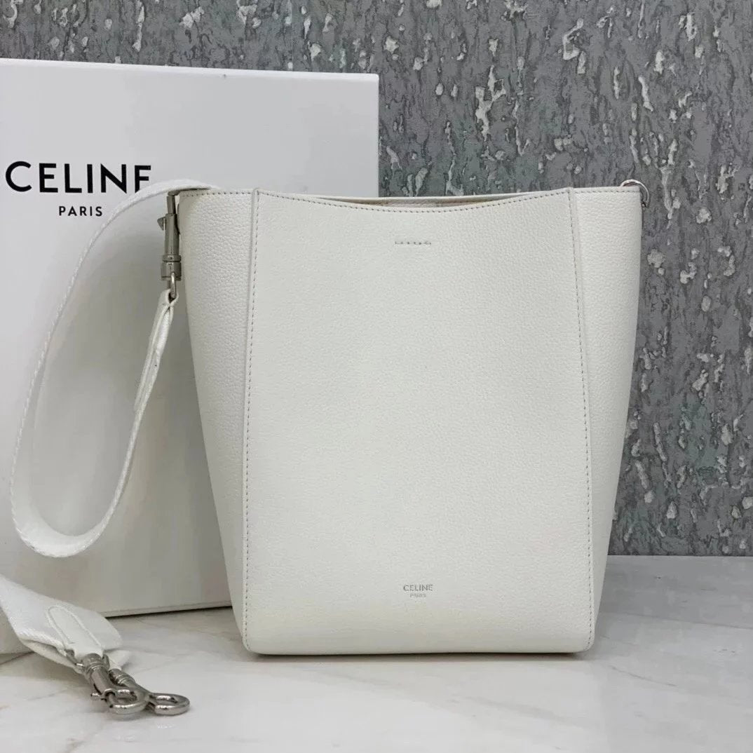 Celine women's bag Top version 【】SangleBucket Small Size Bucket Classic Lychee Grain Surface Cow Leather Wide Shoulder Strap Bucket Bag Shopping Bag Shoulder Women's Corssbody Bag