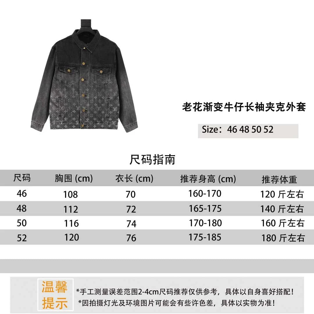 Louis Vuitton LV Jackets Gradient Denim Long-Sleeved Jacket for Men and Women