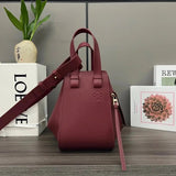 LOEWE Women's Bag Top version 【Original Leather Premium Version】2023New Hammock Bag Satin Cowhide Hammock Handbag New Size20cm New Hammock Bag Handbag Vegetable Basket Bag Women's Bag Silk Surface Cow Leather Wide Shoulder Strap Litchi Pattern Cowhide Lea