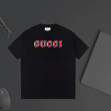 Gucci T-shirt 3D Letter Print on the Chest logo round Neck Short Sleeve25ss New Pure Cotton Unisex Style T Casual T-Shirt Base Layer Shirt OS Loose Fit Half Sleeve Top Plus Size