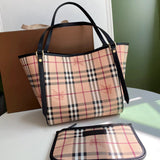 Burberry Women's Bag Top version 【Spot Goods】Zhan Ma Plaid Tote Bag Portable Shoulder Bag Women's Shopping Bag Fashion Casual Shoulder Messenger Bag Shopping Bag Mummy Bag