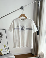 Gucci T-shirt Chest with Faded Letter Print logo round Neck Short Sleeve25ss New pure cotton T Unisex T-Shirt OS Drop Shoulder Loose Fit Base Shirt Top T-Shirt Short Sleeve