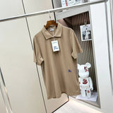 Burberry T-shirt Equestrian Knight Logo Embroidered Pique Mesh Cotton POLO Shirt Lapel Short Sleeve25ss New Unisex Summer Short Sleeve OS Loose T Business Half Sleeve Shirt Plus Size T-Shirt