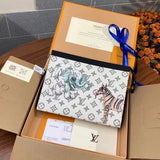 Louis Vuitton LV Wallets/Clutches Top version New upgrade version POCHETTEVOYAGE Medium Clutch Men's Handbag Wash Bag Clutch Bag M30420M66929Silk Screen M4448Starry Sky N40205Map Silk Screen