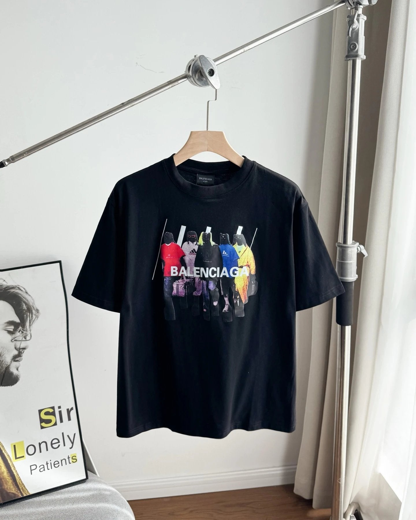 Balenciaga T-shirt Chest Character Letter Print logo round Neck Short Sleeve25ss New Pure Cotton Unisex Style T Casual T-Shirt Base Layer Shirt OS Loose Fit Half Sleeve Top Plus Size
