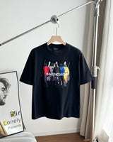 Balenciaga T-shirt Chest Character Letter Print logo round Neck Short Sleeve25ss New Pure Cotton Unisex Style T Casual T-Shirt Base Layer Shirt OS Loose Fit Half Sleeve Top Plus Size