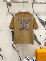 Louis Vuitton LV T-shirt Cowhide Patch Embroidery Cloud Letters LOGO Logo Crew Neck Short Sleeve25ss New Pure Cotton Unisex Style T T-shirt OS Loose Fit Base Shirt Casual Short Sleeve Top T-Shirt