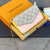Louis Vuitton LV Women's Bag Top version New felicie Presbyopic Three-in-One Mahjong Bag Envelope Package Clutch Card Holder Wallet Mobile Phone Bag Chain Bag Crossbody Women's Shoulder Bag M61276M640648135981759