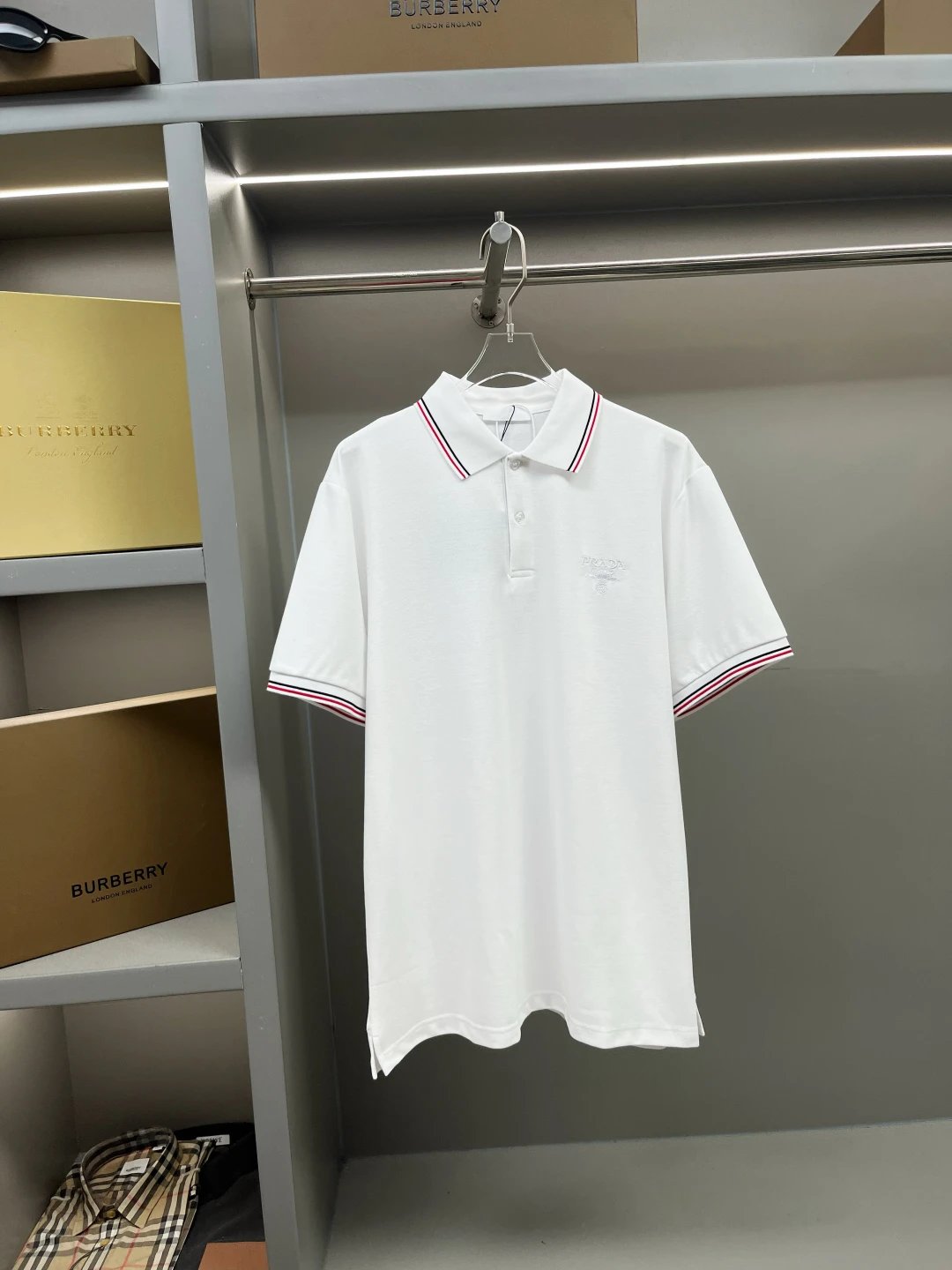 PRADA T-shirt Chest Letters logo Embroidery POLO Shirt Lapel Short Sleeve25ss New Unisex Commuter Short Sleeve Summer Loose Fit T Business Shirt Plus Size T-Shirt