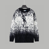 YSL Sweater Mohair Starry Sky Gradient Jacquard Sweater Poplar Forest Casual Loose Pullover Round Neck Thickened Warm Knitwear os Unisex Inner Layer Sweater Top24ss Autumn and Winter New Products