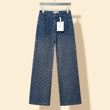 Dior Jeans Gradient Full Print Straight Leg Jeans Long Pants Women Versatile Casual