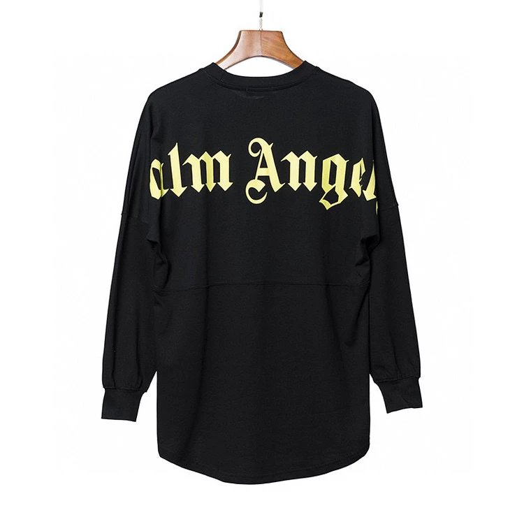 Palm Angels Hoodie Top Version Brown Blue Letter Print Loose Pullover Long-Sleeved Shirt T T-shirt Male and Female Trendy Brand Hip Hop High Street