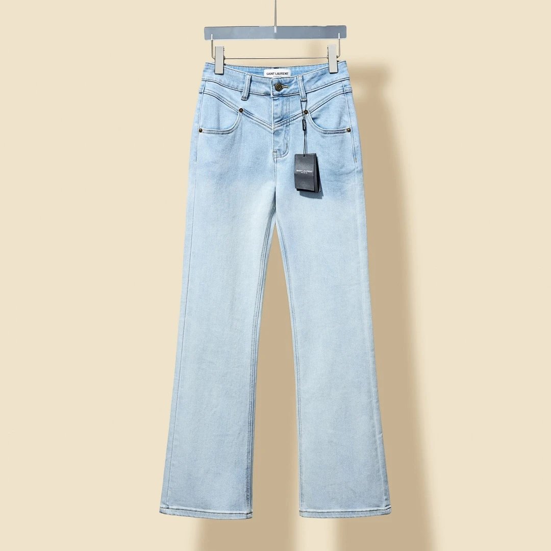 YSL Jeans Back pocket embroidery logo Women's Versatile Casual Denim Pants