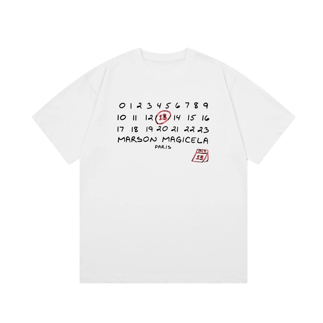 Maison Margiela T-shirt Alphabet Colorful Doodle Numbers logo Printed round Neck Short Sleeve25ss New Pure Cotton Unisex Style T T-shirt OS Loose Fit Base Shirt Short Sleeve Top T-Shirt