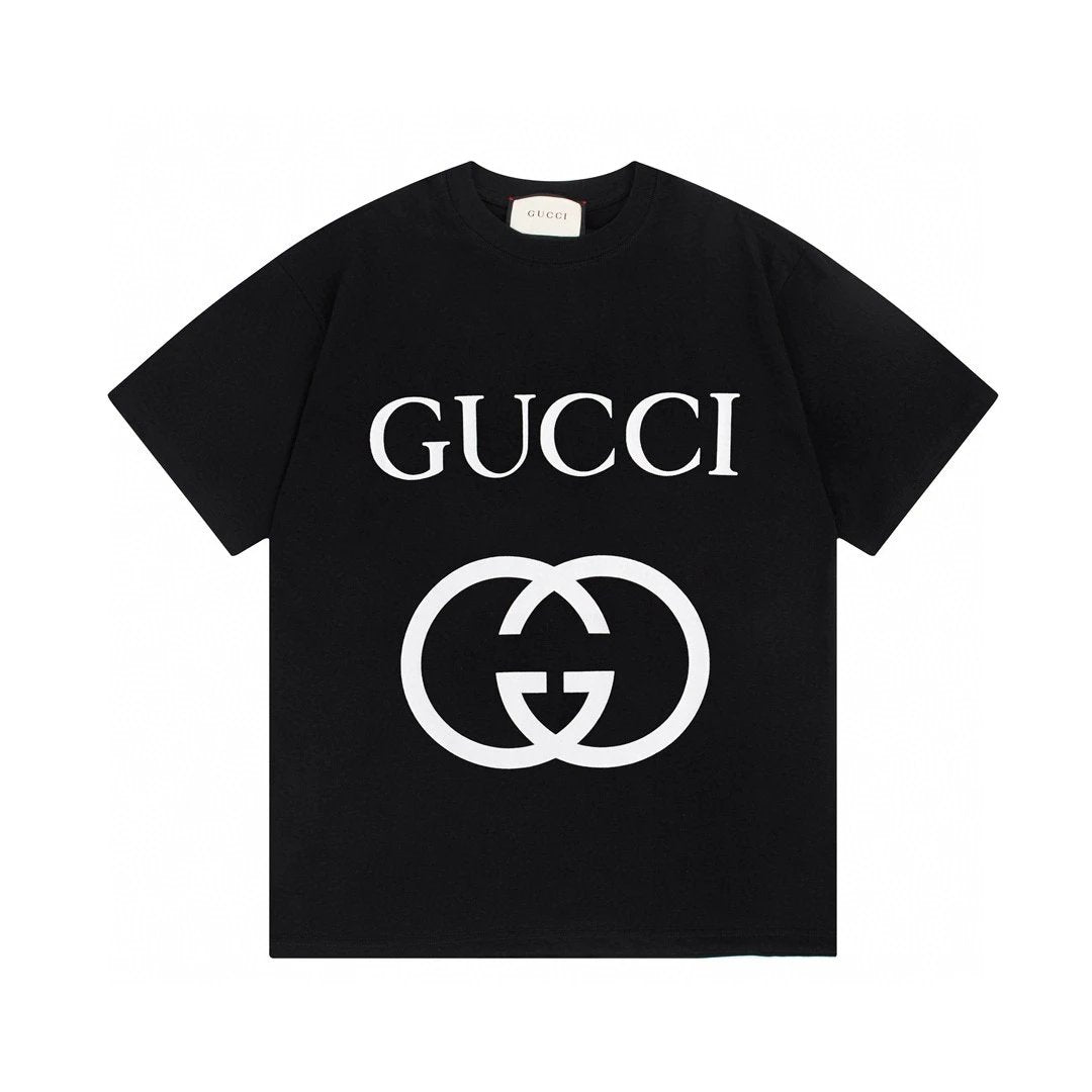 Gucci T-shirt Double-breasted G Letter Printing logo round Neck Short Sleeve25ss New pure cotton T Unisex T-Shirt OS Drop Shoulder Loose Fit Base Shirt Top T-Shirt Short Sleeve