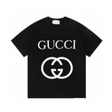 Gucci T-shirt Double-breasted G Letter Printing logo round Neck Short Sleeve25ss New pure cotton T Unisex T-Shirt OS Drop Shoulder Loose Fit Base Shirt Top T-Shirt Short Sleeve